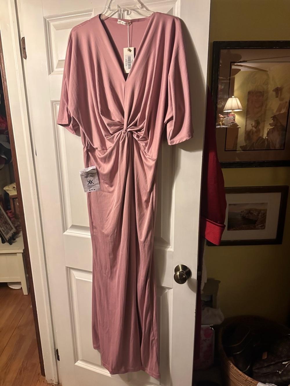 Dusty Rose Wrap-Style Dress